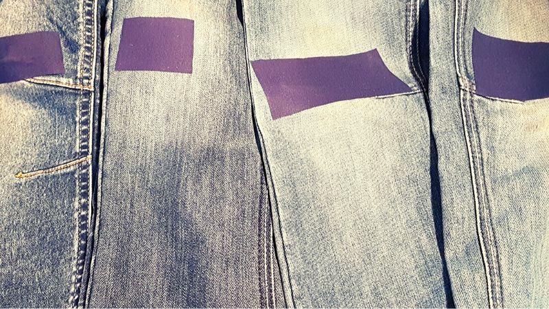 Eco-friendly clothing : mending jeans with knee patches